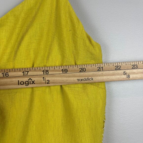 Lost Wonder Midi Dress Women's Medium Yellow Smocked Button Front Cut Out Beachy - Picture 8 of 9